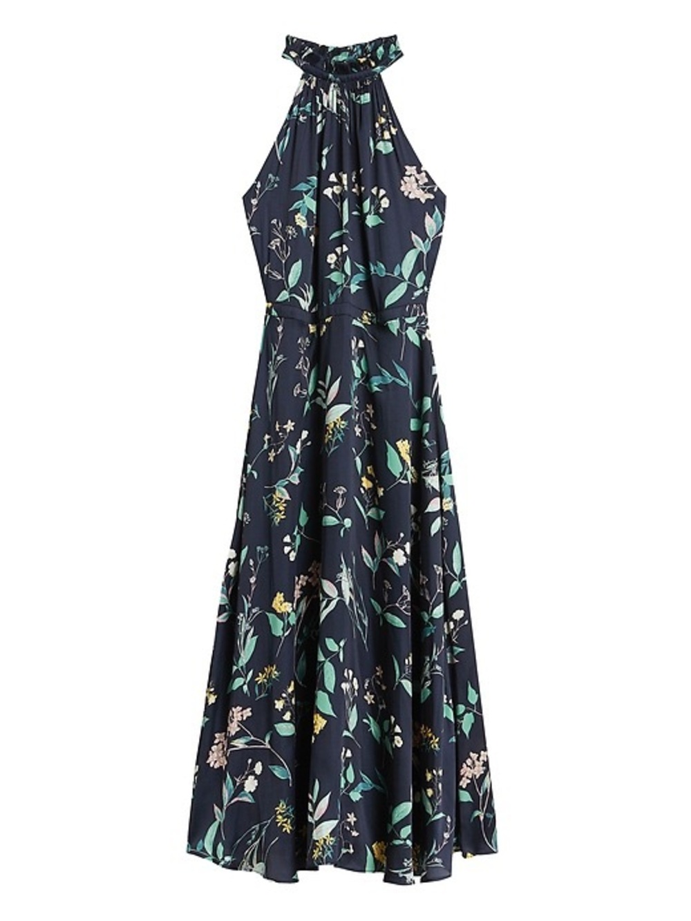 Banana Republic Navy Floral Halter Maxi Dress
